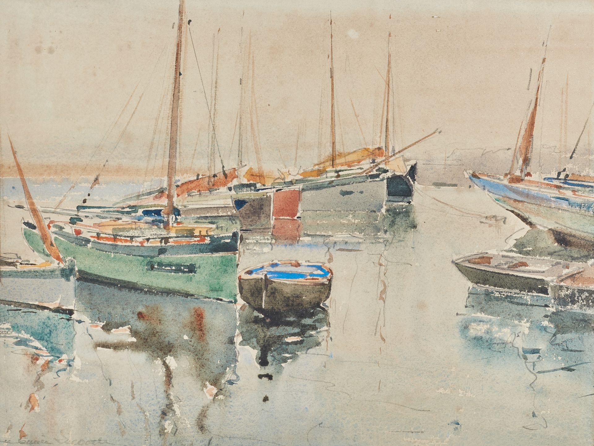 Paul-Émile LECOMTE (1877-1950) Voiliers
Aquarelle, signée en bas à gauche
28 x 3&hellip;