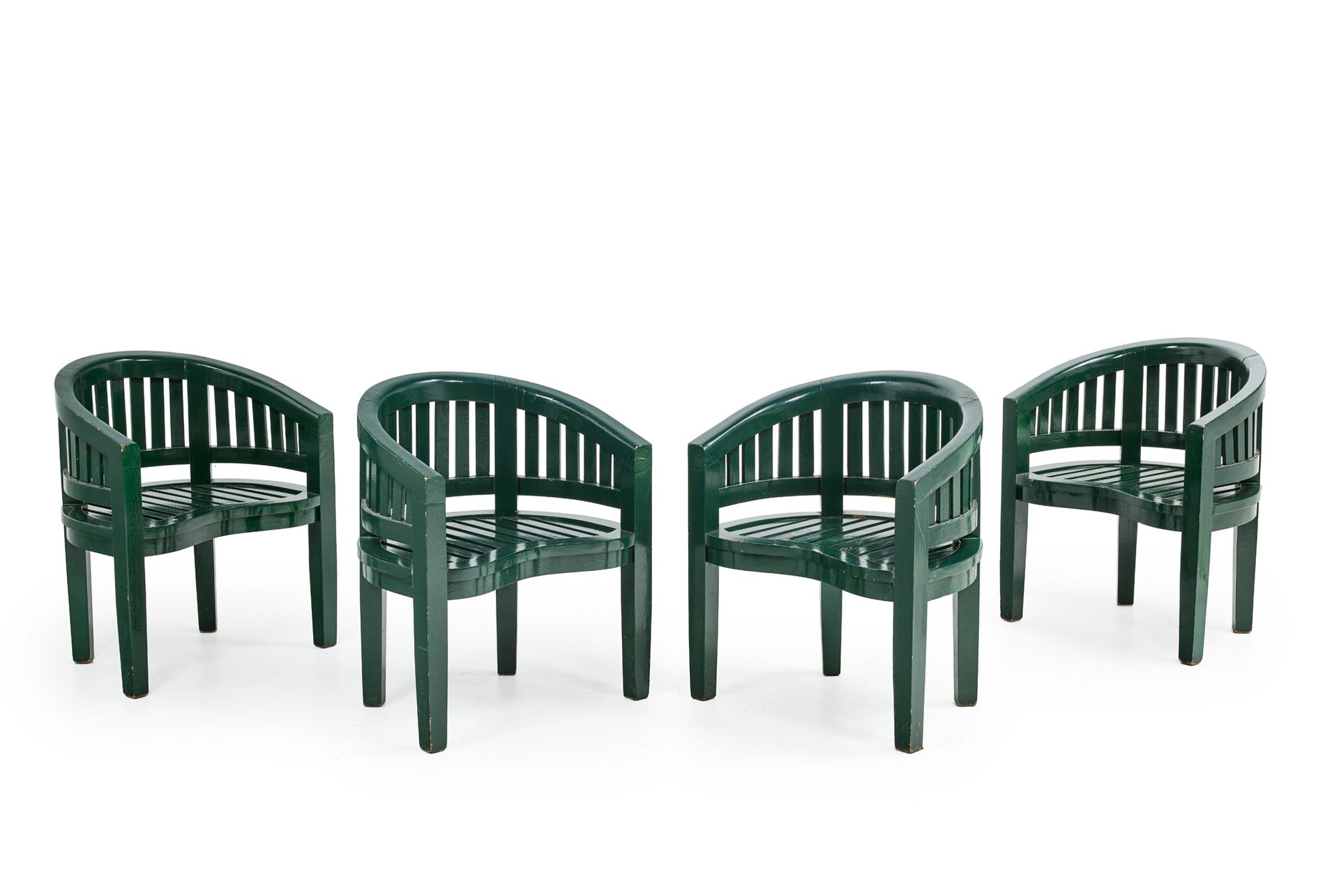 Travail XXème Gartenset bestehend aus einem Paar Sessel und einer Suite von vier&hellip;