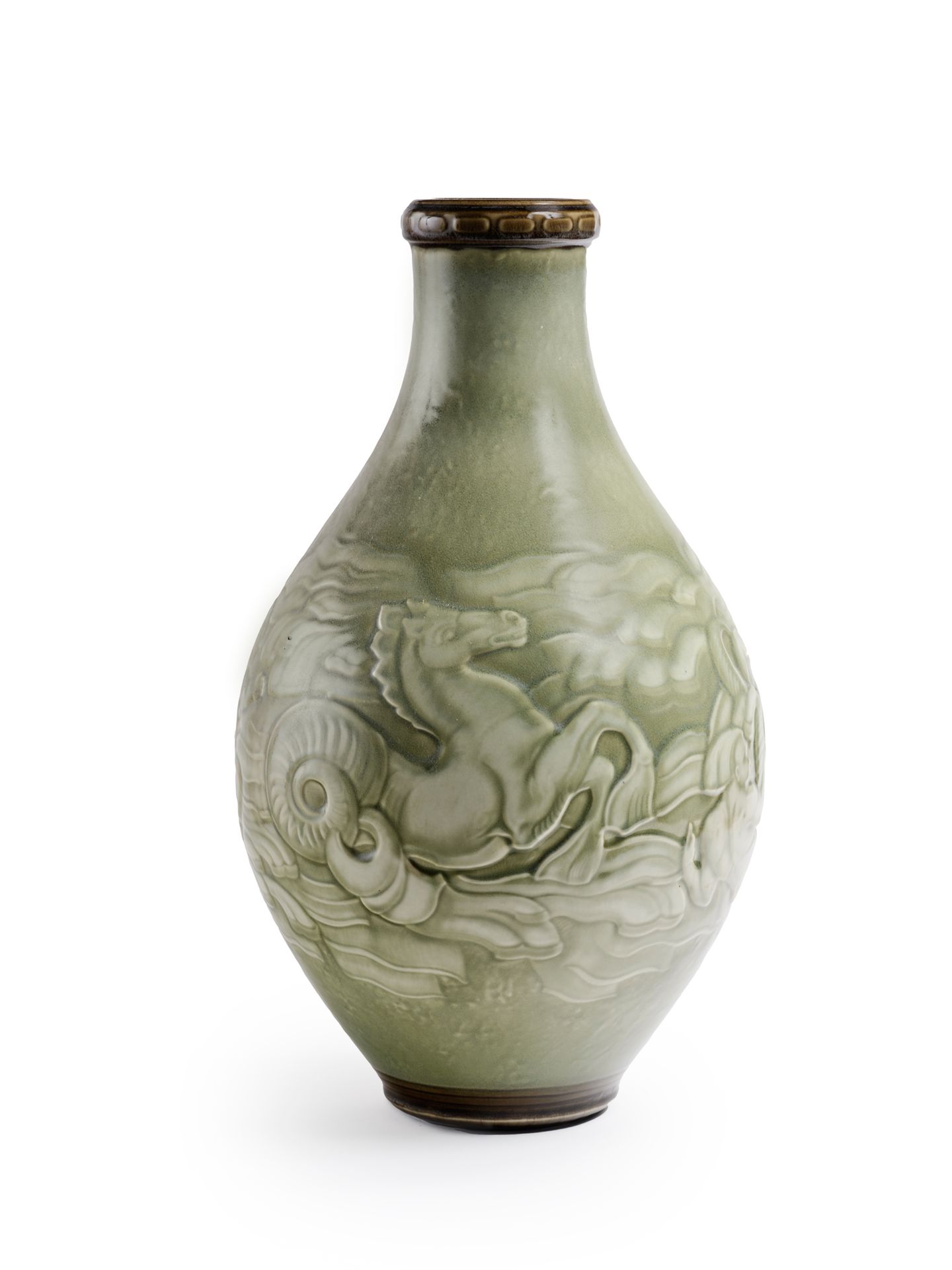 MANUFACTURE NATIONALE DE SEVRES A. LEDUC et DECOEUR Domed vase with straight nec&hellip;