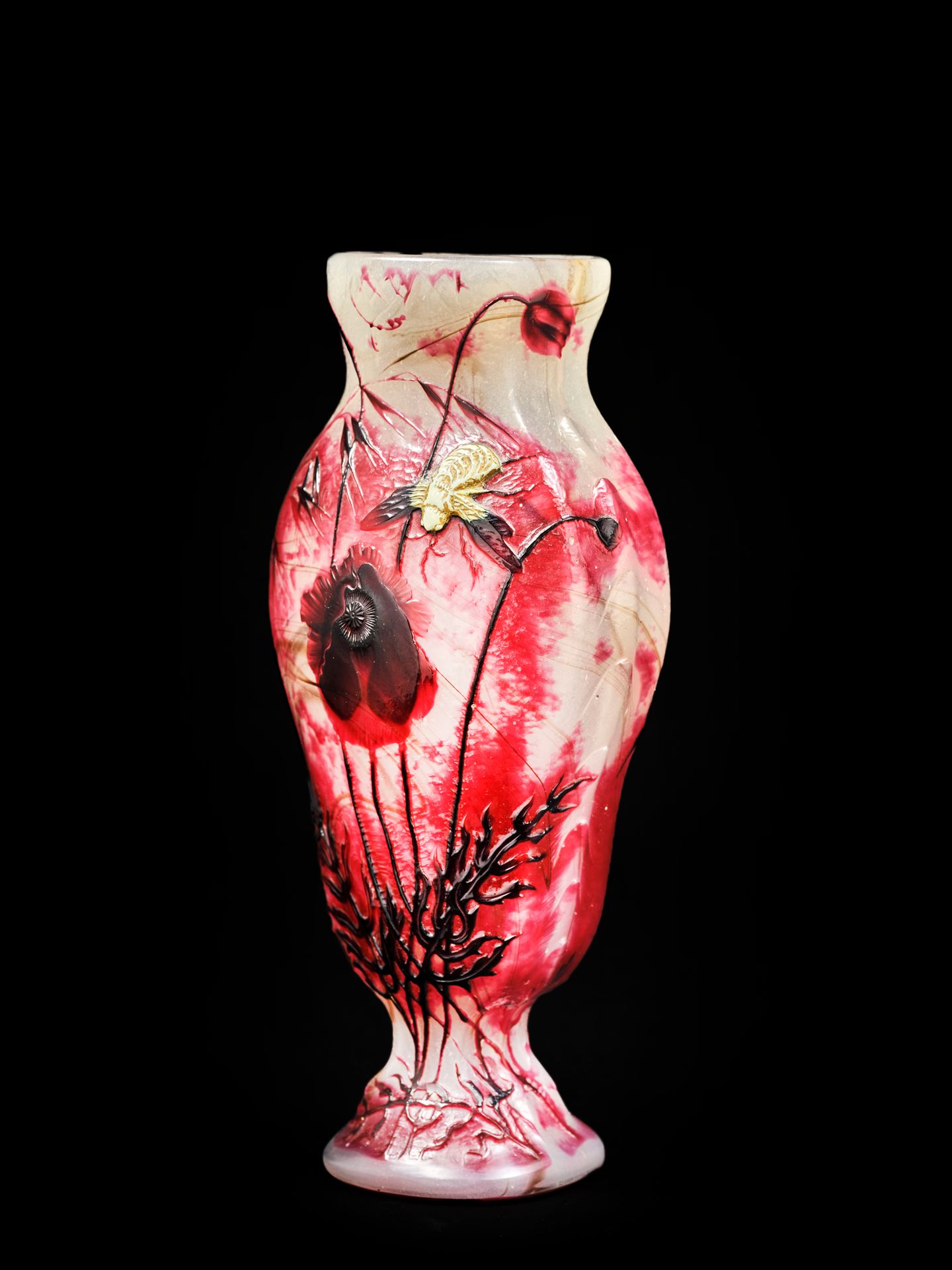 Alphonse George REYEN (1844-1910) Vase en verre multicouches à décor dégagé à l'&hellip;