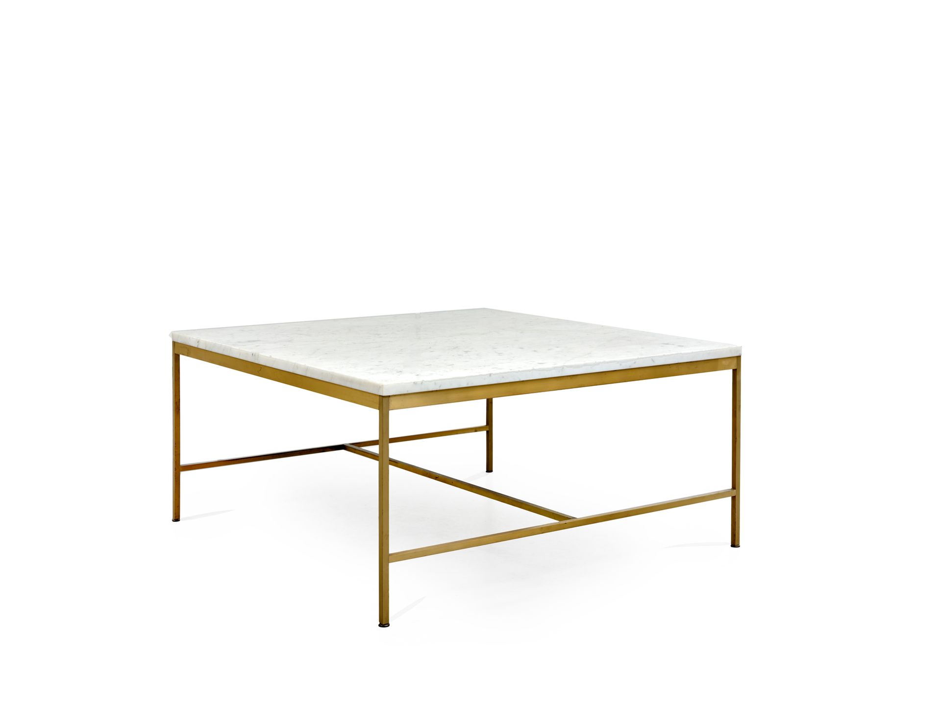 Paul Mc COBB (1917-1969) Table basse en laiton à plateau carré en marbre blanc r&hellip;