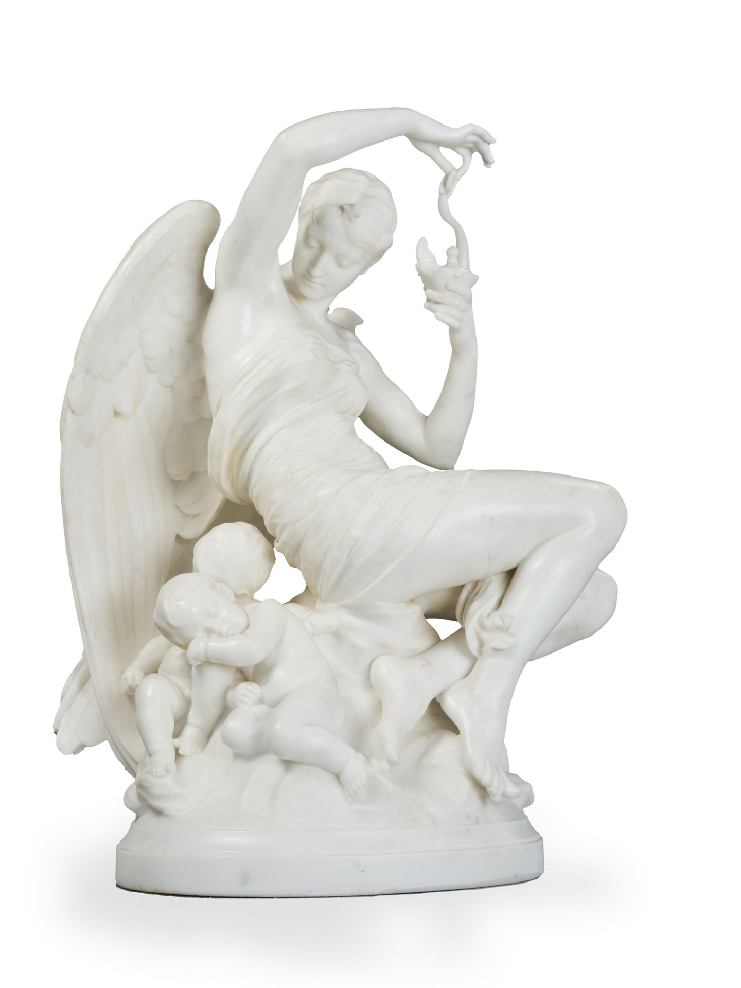 Emile-André BOISSEAU (1842-1923) Twilight
Sculpture in white marble
Signed on th&hellip;