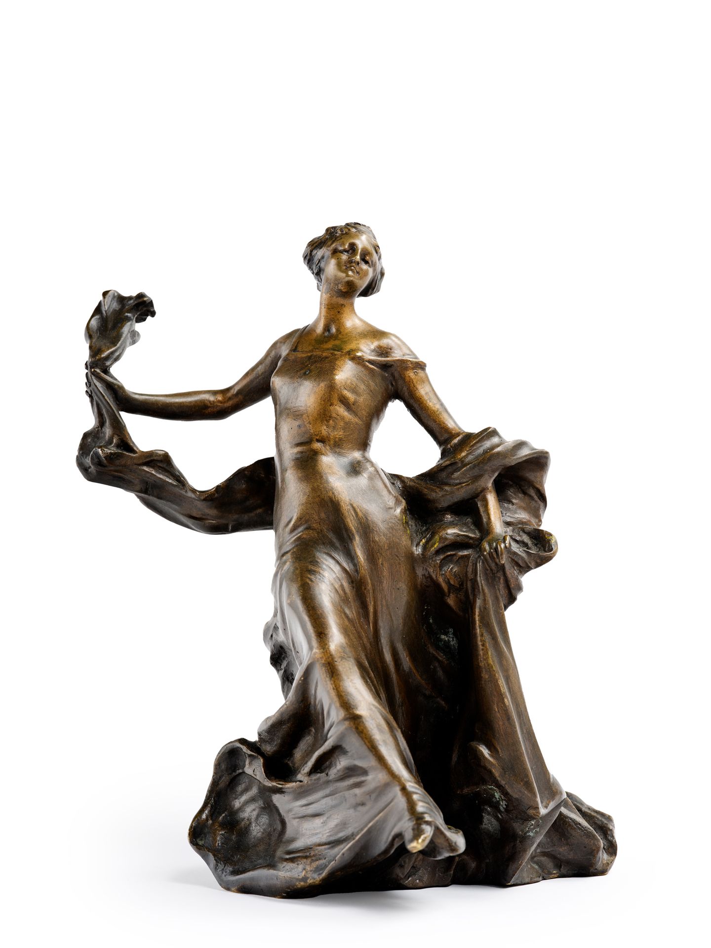 Travail FRANÇAIS Loie Fuller
Bronze sculpture with brown patina and medallion.
T&hellip;