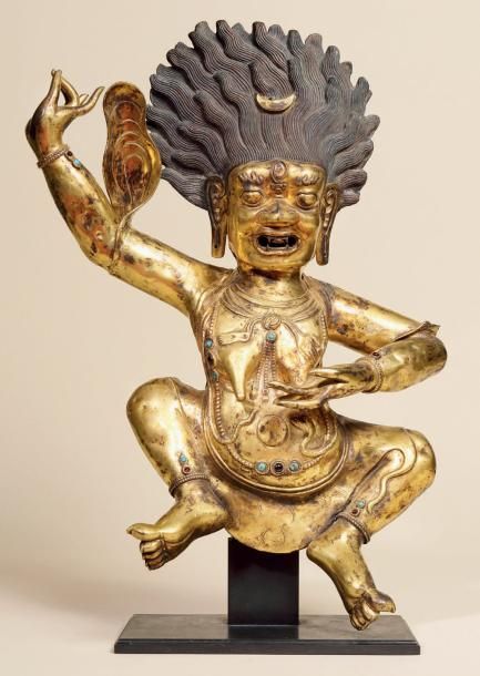 TIBET - XVIIe siècle Statuette de Daikini Vasantadevi dans son aspect féroce en &hellip;