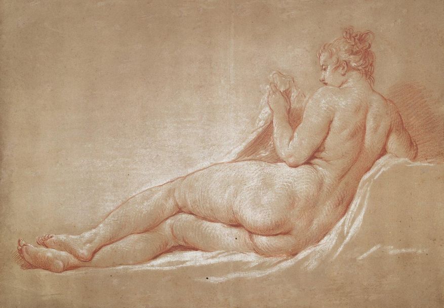 François BOUCHER (Paris 1703-1770) attribué à 
Etude de femme nue allongée de do&hellip;