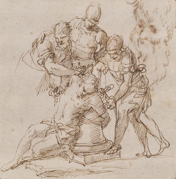 Marco BENEFIAL (1684-1764) attribué à 
Le Christ aux outrages
Plume et encre bru&hellip;