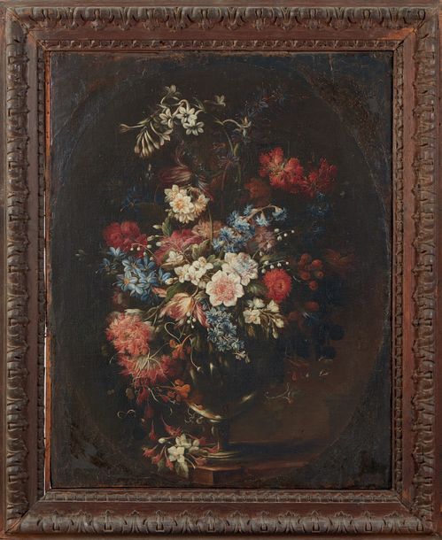 Attribué à Andrea SCACCIATI (1642-1710) Bouquet de fleurs
Toile ovale, mise au r&hellip;