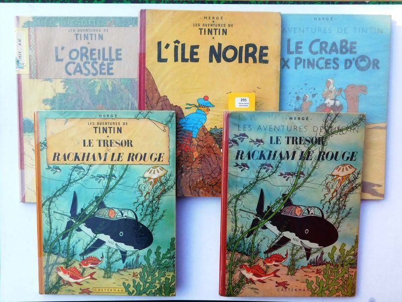 Null Tintin. 5 volumes. «L'Oreille cassée» 1958, B20 / «Le Crabe aux Pinces d'or&hellip;