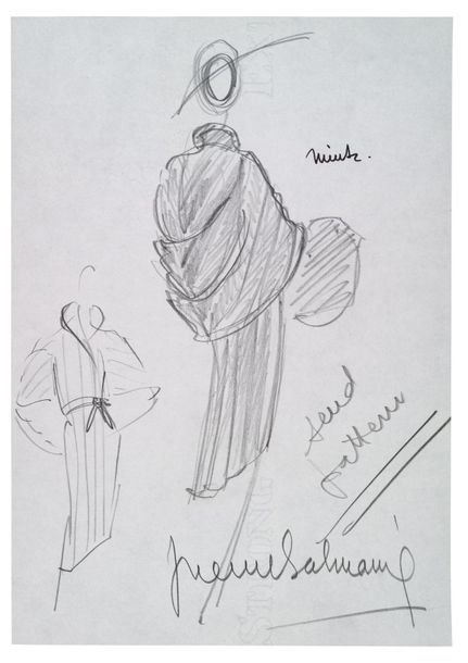 PIERRE BALMAIN (1914-1982) Dessin original signé. 21 x 29,7 cm. Au crayon.
Doubl&hellip;