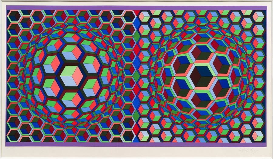 VICTOR VASARELY, d'après Lithographie couleurs sur papier. Signée et numérotée e&hellip;