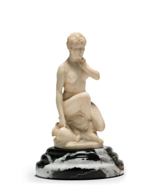 BOULIOLLE (XIX-XXème) * «Femme assise à la cruche»
Sculpture en ivoire
Base en m&hellip;
