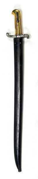 Null Sabre baïonnette modèle 1842
Poignée en laiton.
Croisière en fer.
Lame Yata&hellip;