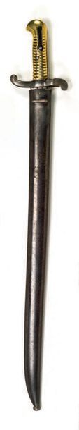 Null Sabre baïonnette modèle 1842
Poignée en laiton.
Croisière en fer.
Lame Yata&hellip;