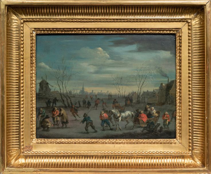 Attribué à Adriaen van de VELDE (1636-1672) Paysage d'hiver aux patineurs
Pannea&hellip;