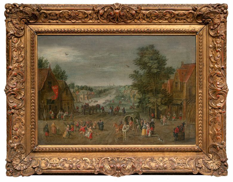 Ecole FLAMANDE, du XVIIIème siècle Kermesse sur une place de village
Toile
31 x &hellip;