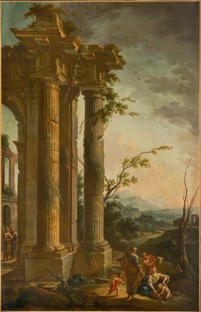 Attribué à Vittorio Amedeo CIGNAROLI (1730 - 1800) Le repos de la Sainte Famille&hellip;
