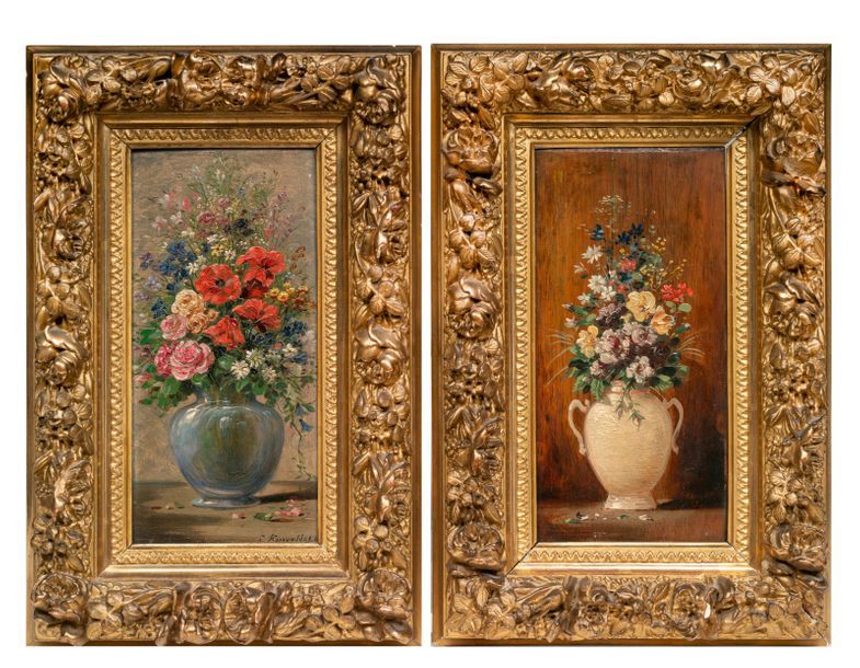 Charles Euphrasie KUWASSEG (Draveil 1833 - Paris 1904) Bouquet de fleurs dans un&hellip;