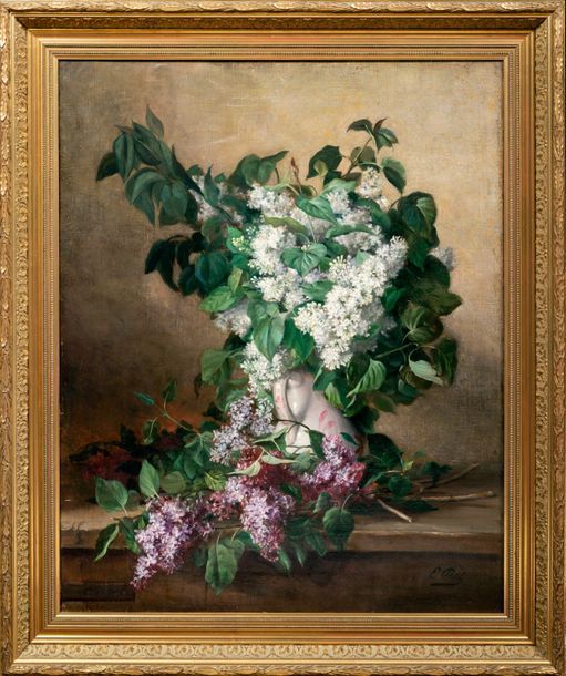 Etienne Adolphe PIOT (Digoin 1850 - Paris 1910) Bouquet de lilas
Toile
Signée en&hellip;