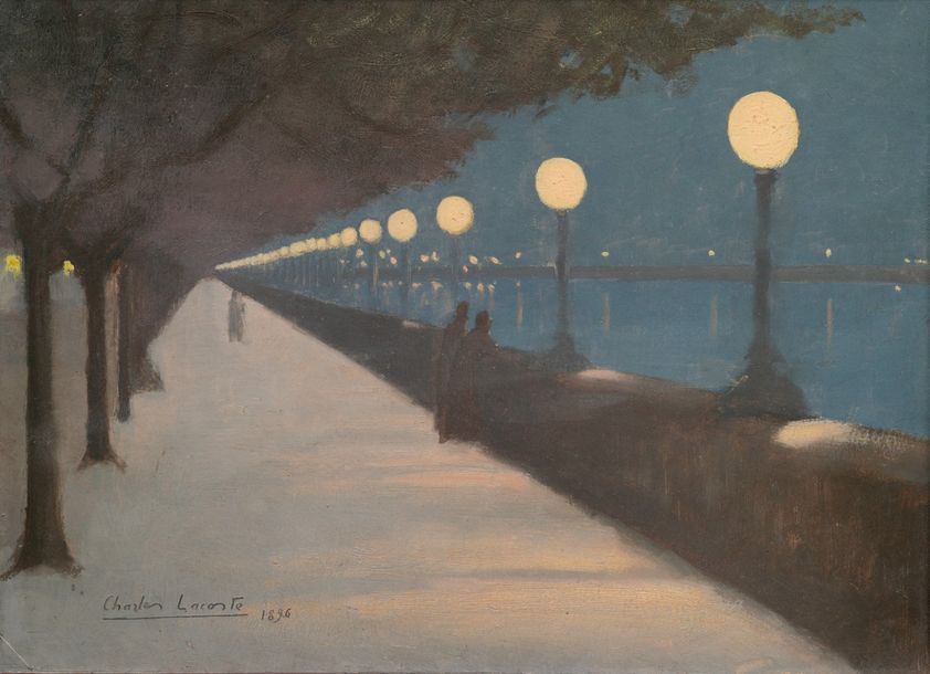 Charles LACOSTE (1870-1959) Londres, promenade au bord de la Tamise, la nuit
Hui&hellip;