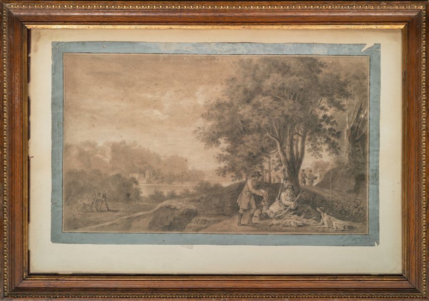 Ecole ALLEMANDE, début XIXème siècle Le tableau de chasse, 1806
Fusain et craie &hellip;