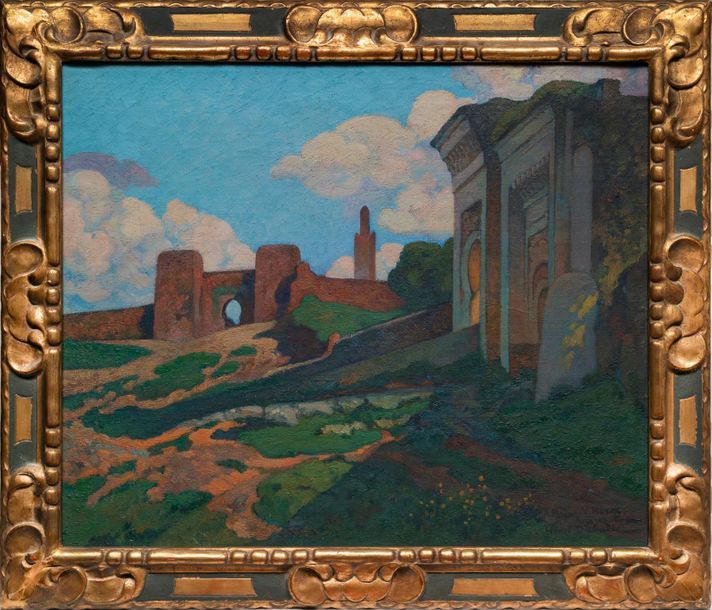 Henri DABADIE (1867-1949) 
Ruines dans un paysage, circa 1930
Huile sur toile, s&hellip;