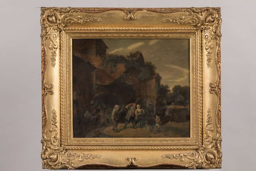 Null 18世纪初的北方画派、 
户外风俗场景、 
油画板上55 x 62厘米约。