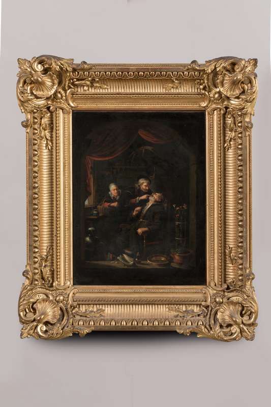 Null Scuola settentrionale del XVIII secolo, 
Il cavadenti, 
Olio su tela, 50 x &hellip;