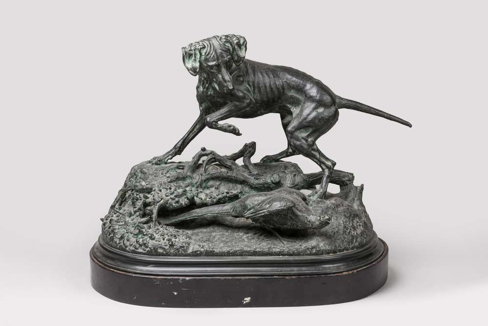 Null MOIGNIER J.
Perro de pie sobre una gallina faisán,
Importante bronce con un&hellip;