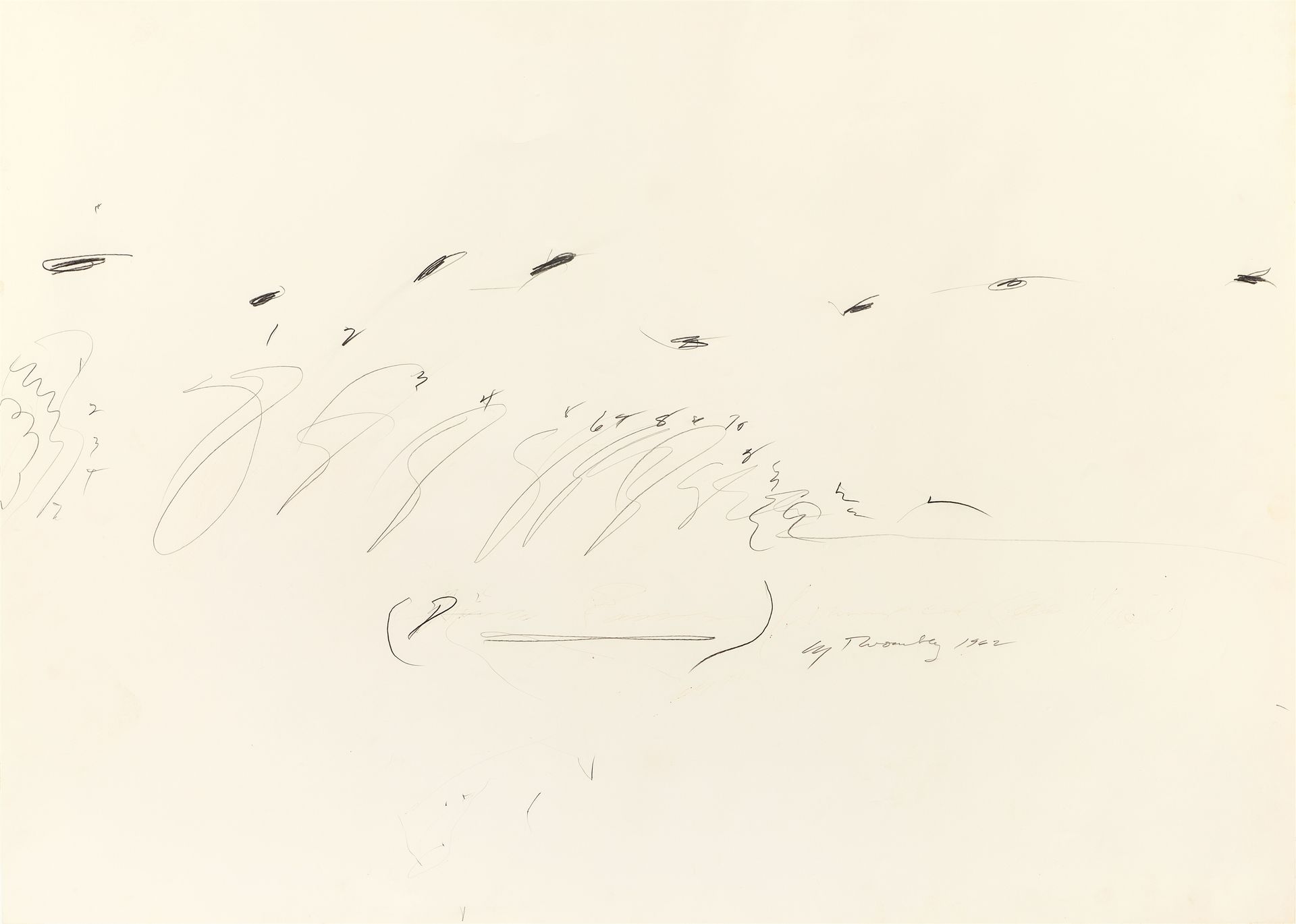 Cy Twombly Cy Twombly



无题

1962



Biros, 蜡笔和石墨，纸板上71 x 99,5厘米。在玻璃下装裱。有签名和日期的 &hellip;