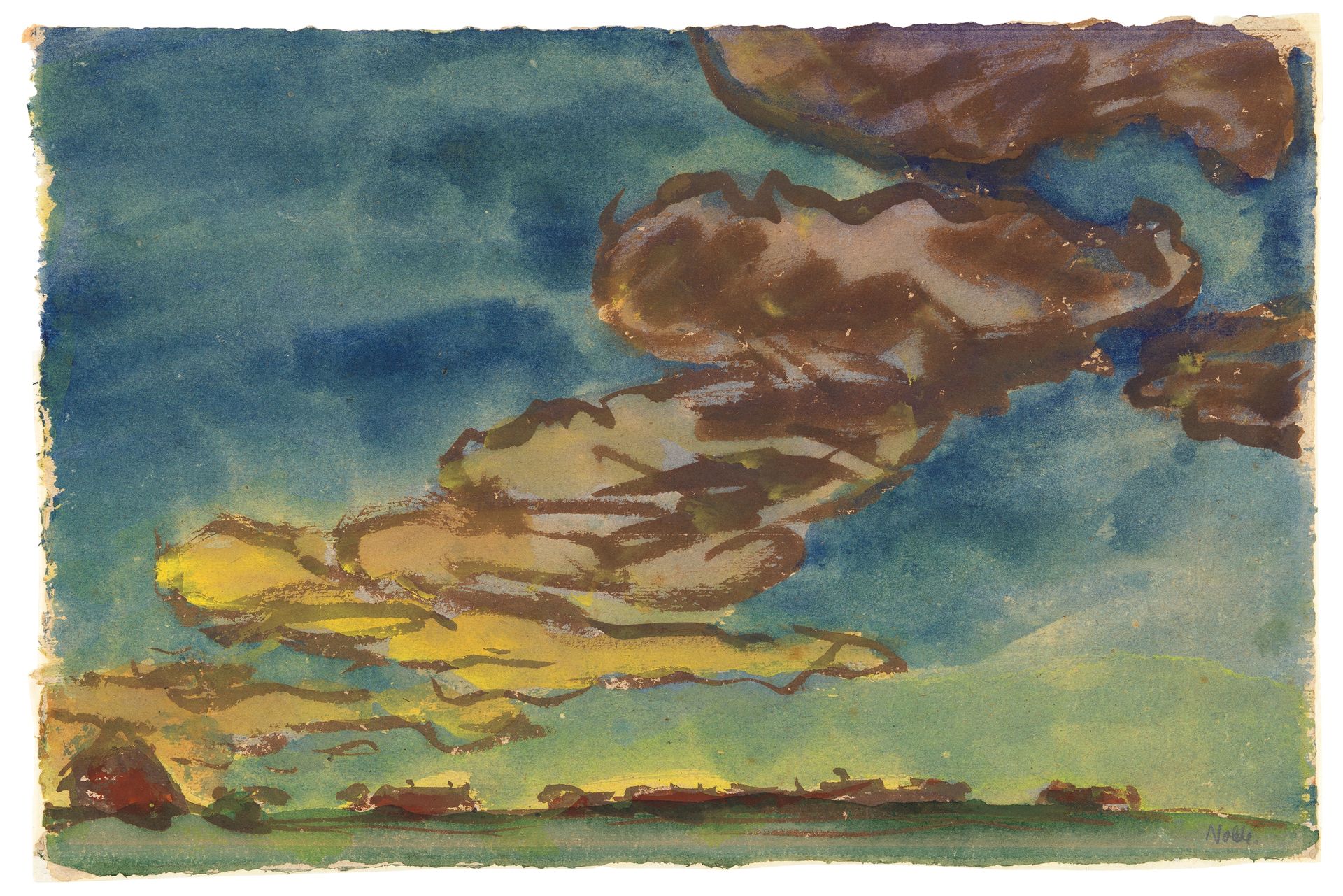 Emil Nolde 埃米尔-诺尔德



沼泽景观与晚间云彩

1925/1930年左右



水彩画在厚厚的手工纸上。30,5 x 45,5厘米。在玻璃下装&hellip;