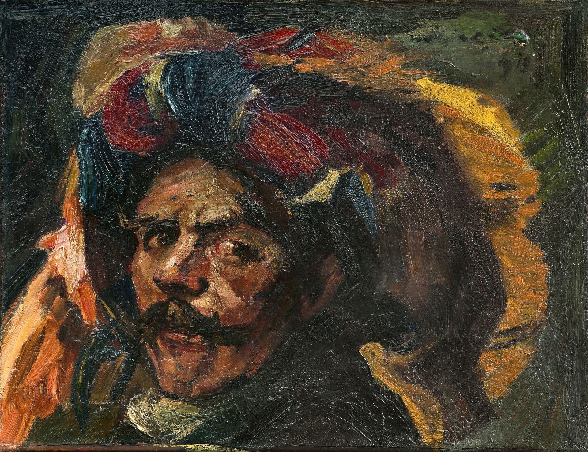 Lovis Corinth 洛维斯-科林斯



纽伦堡兰斯奎奈特人的自画像

1913



布面油画，装裱。45.2 x 58.4厘米。有框。右上角有黑色签&hellip;