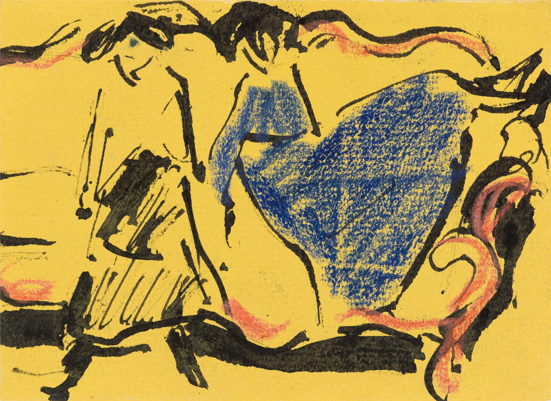 Ernst Ludwig Kirchner Ernst Ludwig Kirchner



无题（沙发上的两个女孩）

1909



黄纸上的墨水笔和彩色粉&hellip;
