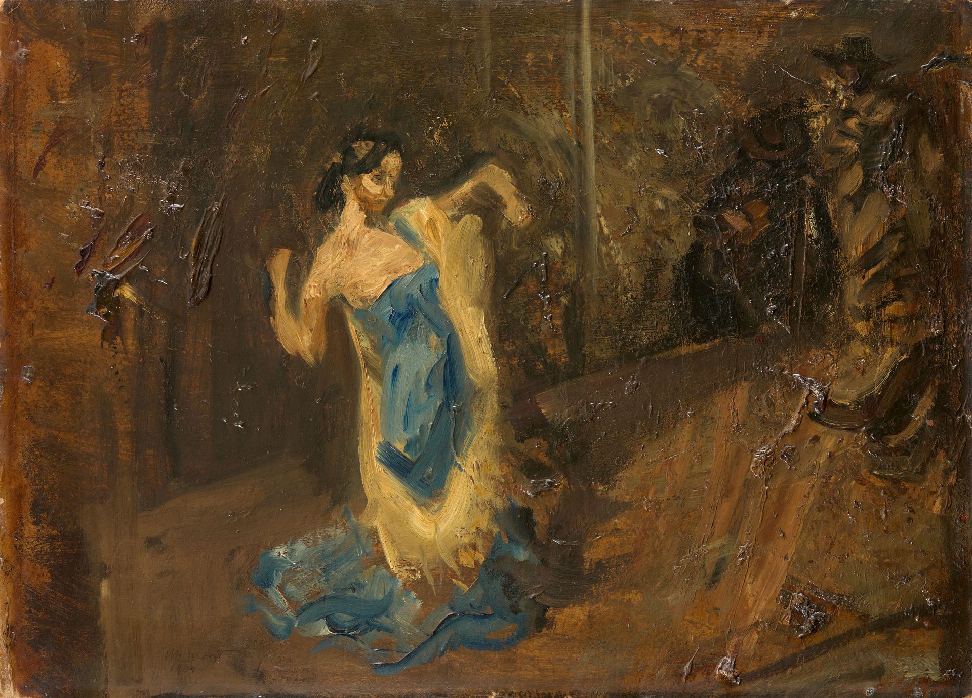 Max Slevogt Max Slevogt





Marietta tanzend im Raum


1904





Öl auf Malkart&hellip;