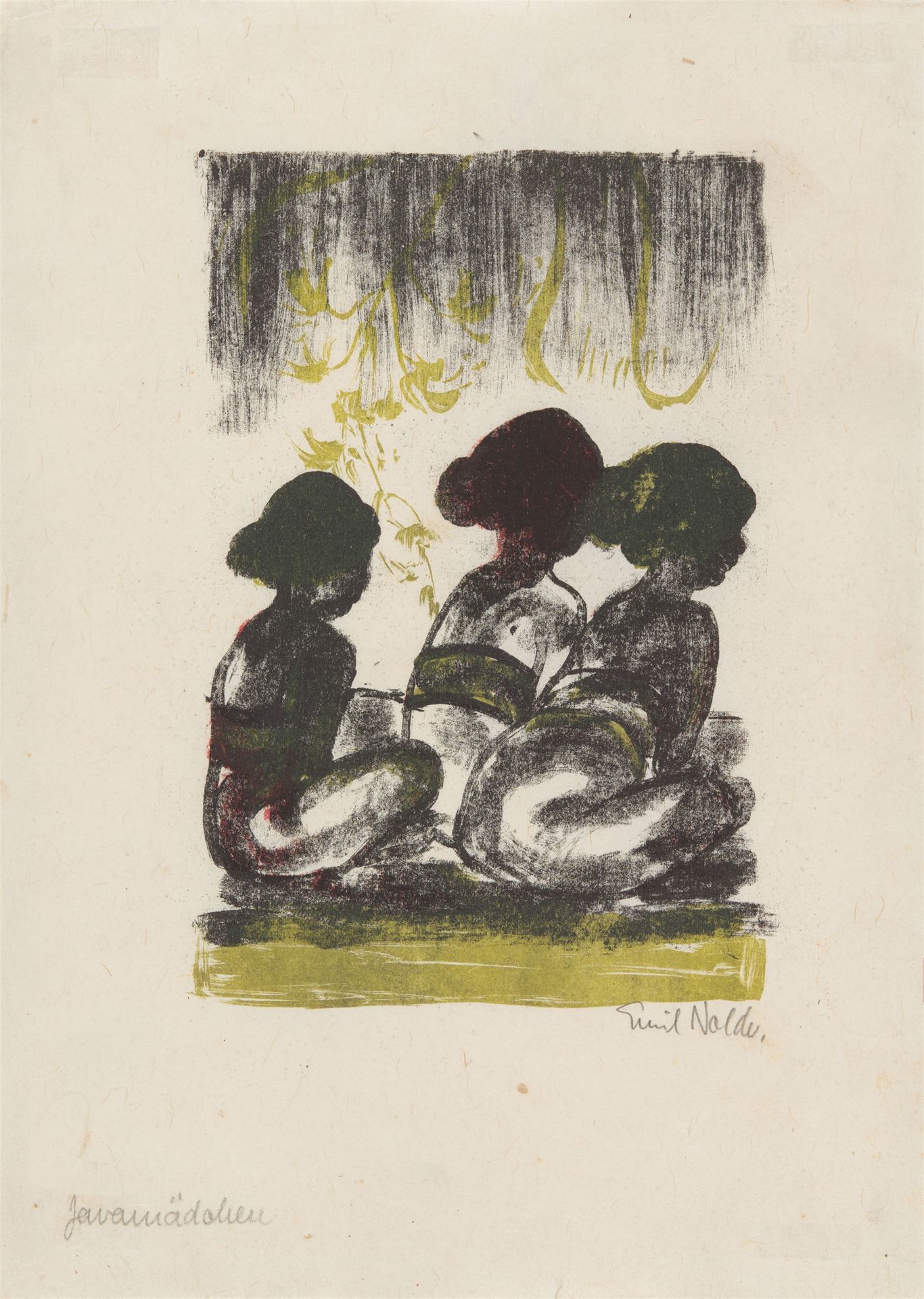 Emil Nolde 埃米尔-诺尔德







爪哇女孩



1926







日本手工纸上的彩色石版画原作。17,2 x 11,7厘米（26,1 &hellip;