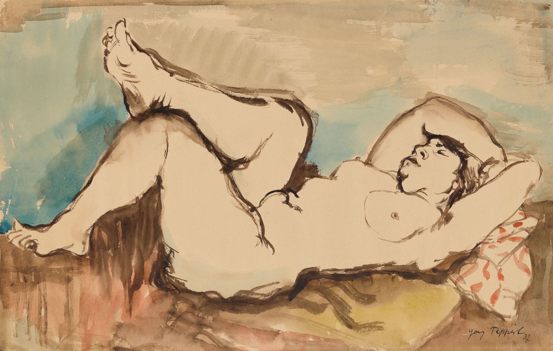 Georg Tappert Georg Tappert







躺着的女性裸体



1937







绘画纸上的水彩画。31,7 x 47,7厘米&hellip;