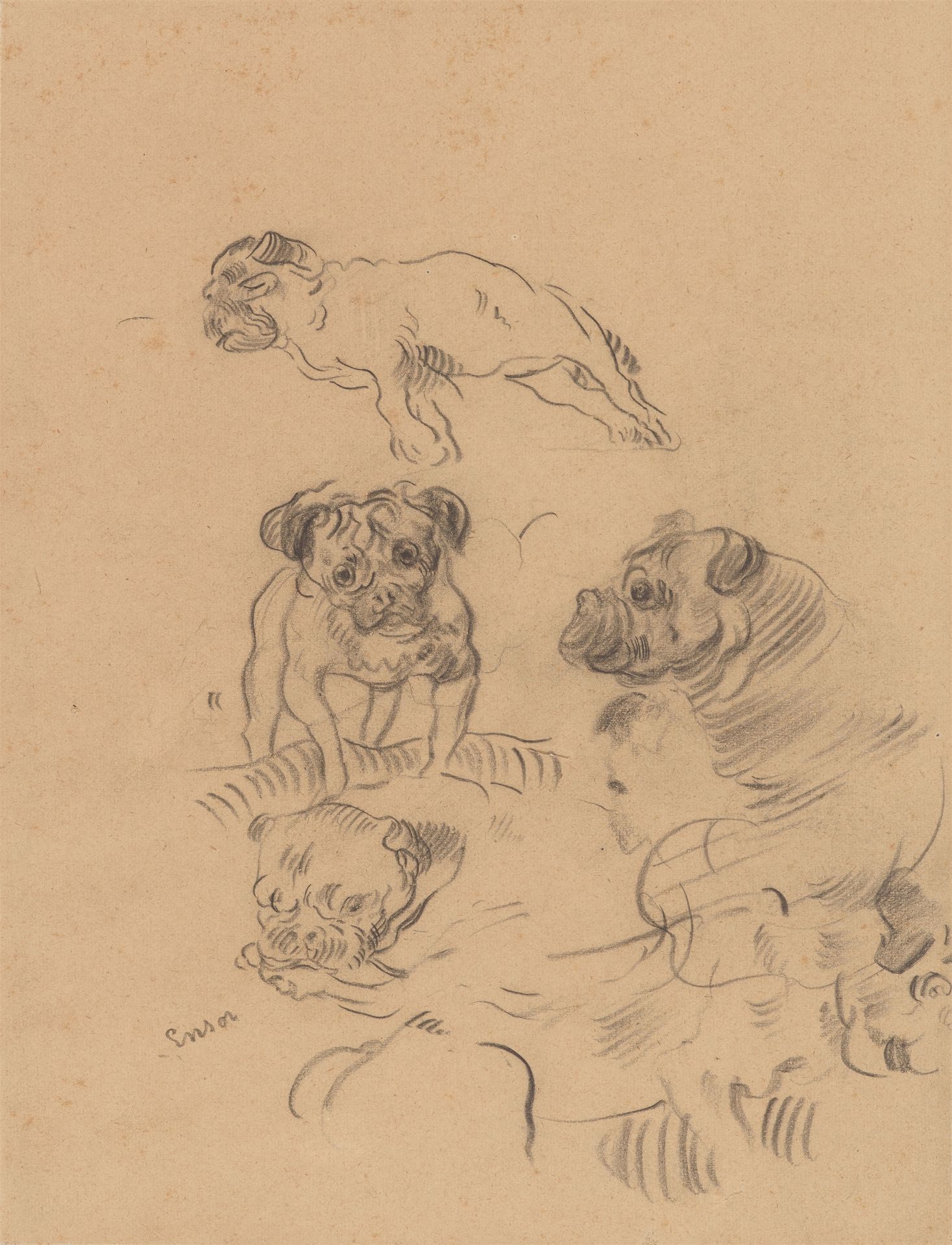 James Ensor 詹姆斯-恩索尔







犬类研究



1890年左右







铅笔画，光滑的水墨纸上，23 x 17,3 cm。在玻璃下装&hellip;