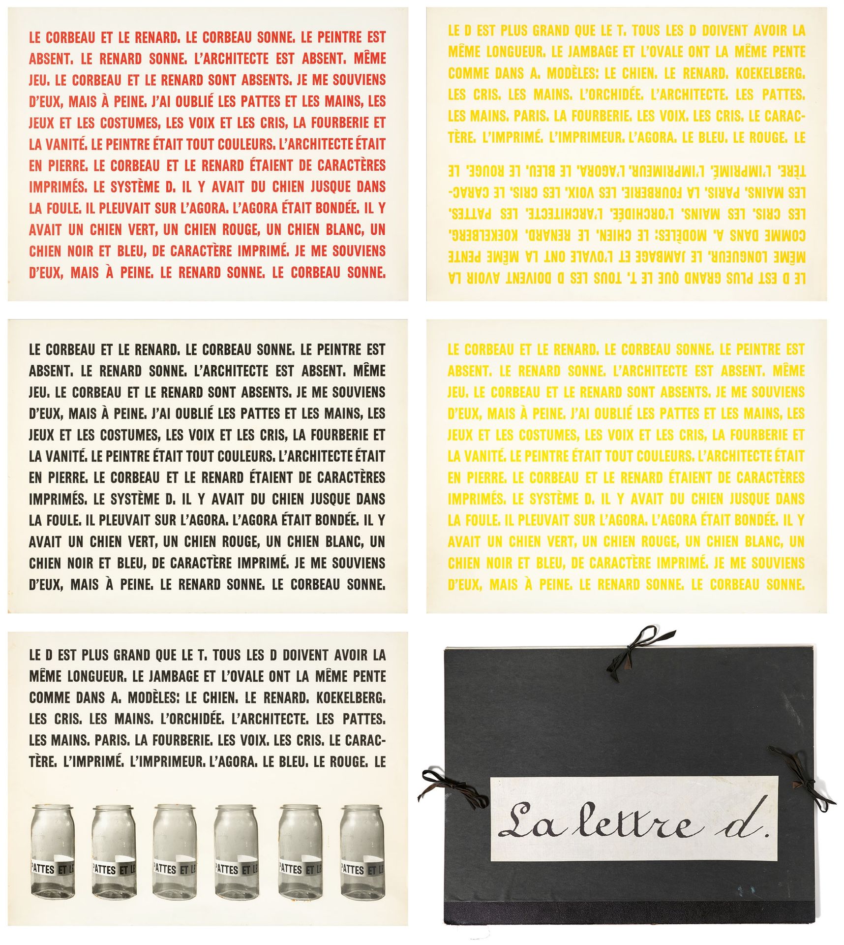 Marcel Broodthaers Marcel Broodthaers

La Lettre d.
1967

5件排版作品，1张拼贴在纸上，1个印刷的原始&hellip;