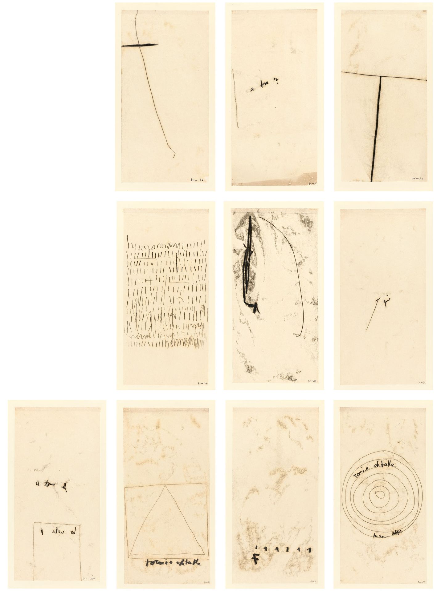 Mira Schendel Mira Schendel

无题
1964/1965

10件作品：单版画（油彩），宣纸，纸板 从46.2 x 23厘米到50.5&hellip;
