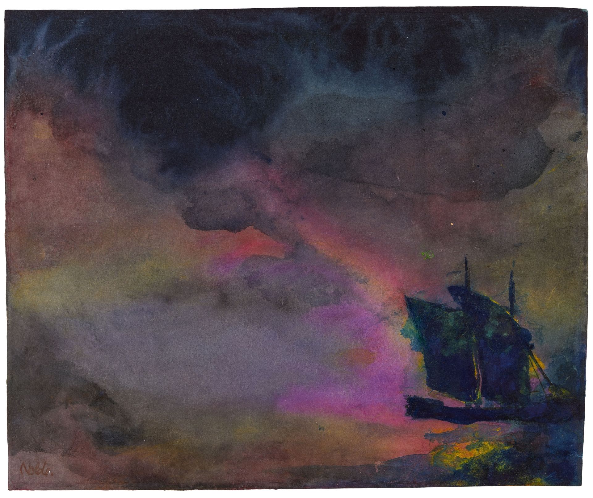 Emil Nolde Emil Nolde

Sailor on stormy sea
1946

Watercolor on Japanese paper. &hellip;