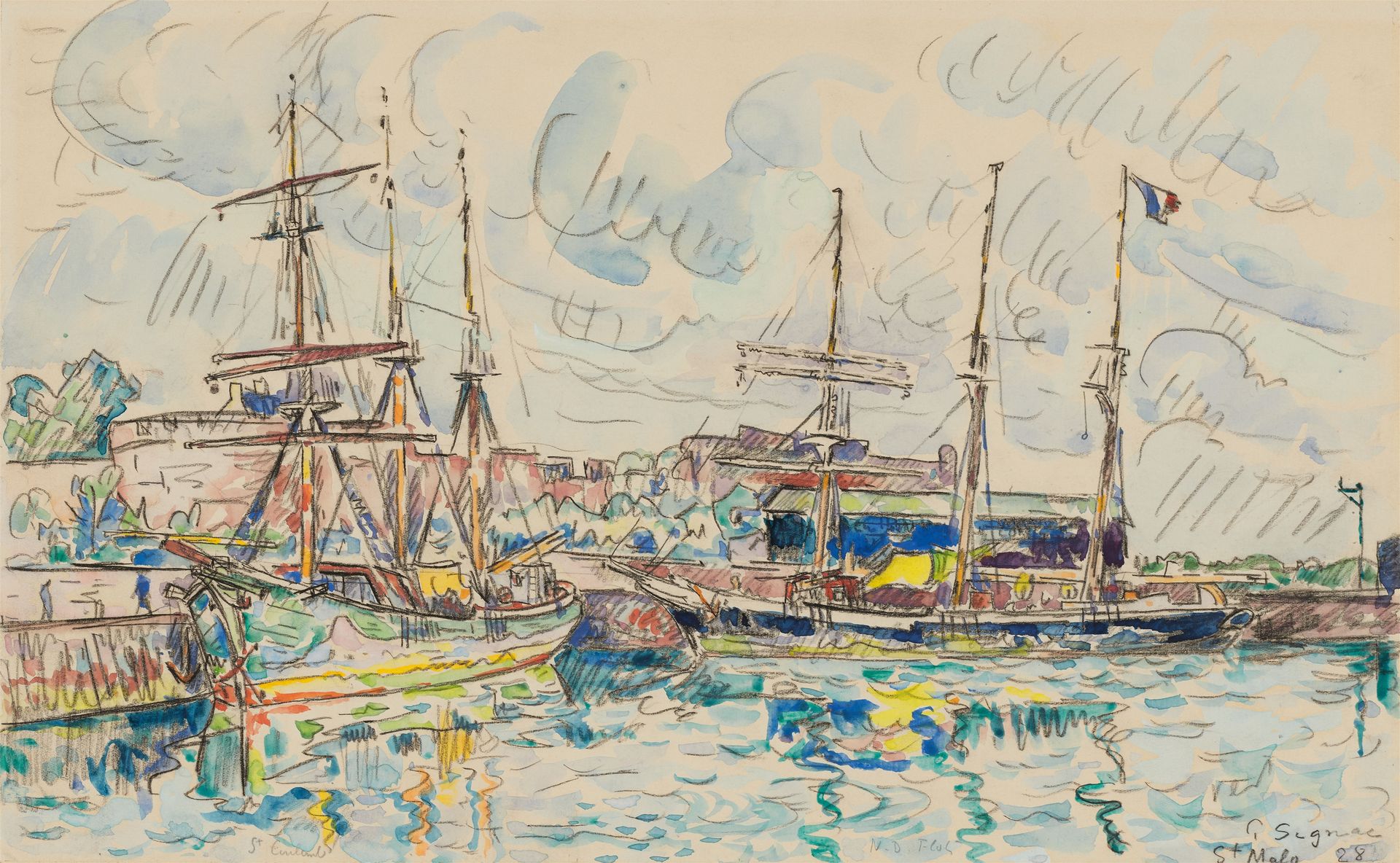 Paul Signac 保罗-西尼亚克

圣马洛。码头之歌
1928

手工纸上的水彩和黑粉笔。27,8 x 45厘米。在玻璃下装裱。右下方有黑粉笔签名、日期和&hellip;