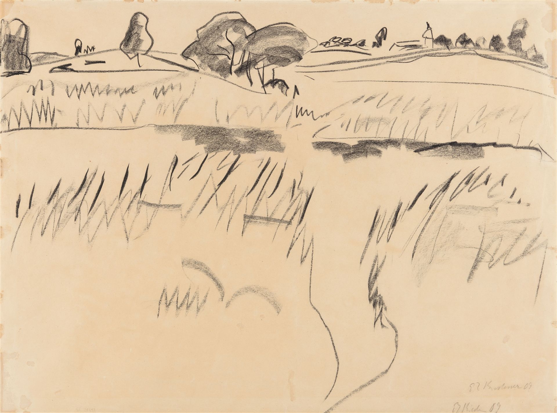 Ernst Ludwig Kirchner 恩斯特-路德维希-基什内尔

芦苇景观（莫里茨堡池塘）。
背面：浴缸中的裸体
1909 年 / 约 1912 年

&hellip;