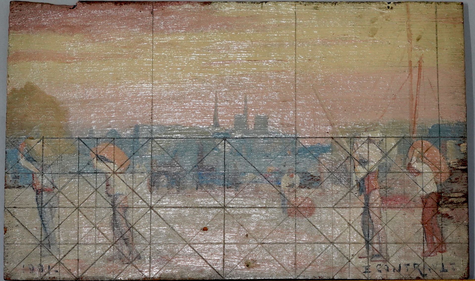 Null émile contrault (1881-1945)

巴黎，圣尼古拉港的工人，1901年

面板油画，右下角有签名。

日期在左下方。

14.8&hellip;