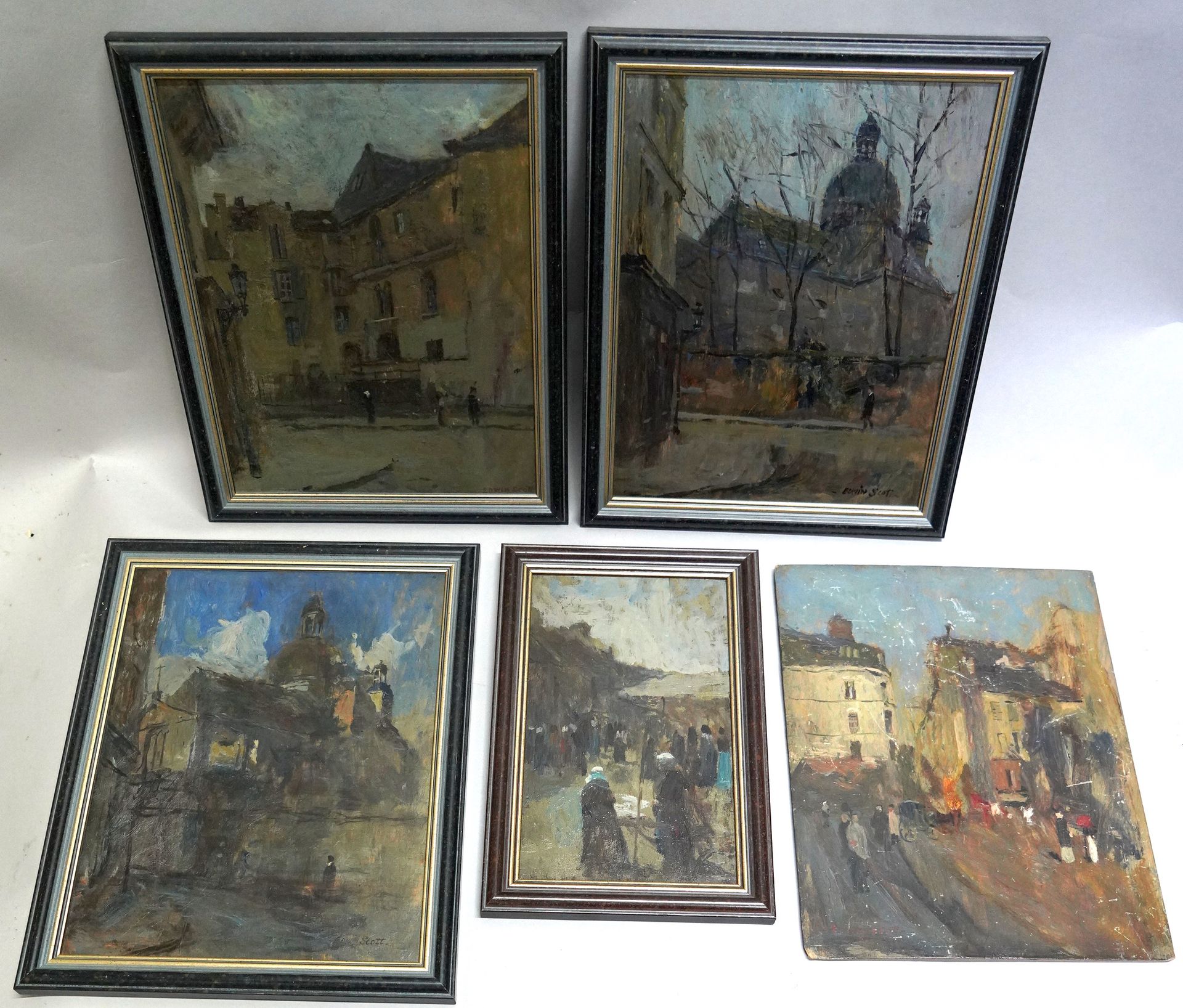 Null 弗兰克-埃德温-斯科特（1863-1929），小油彩会议

- 街景，巴黎

面板油画，右下角有签名。

26.3 x 20.6厘米。

- 街景，巴&hellip;