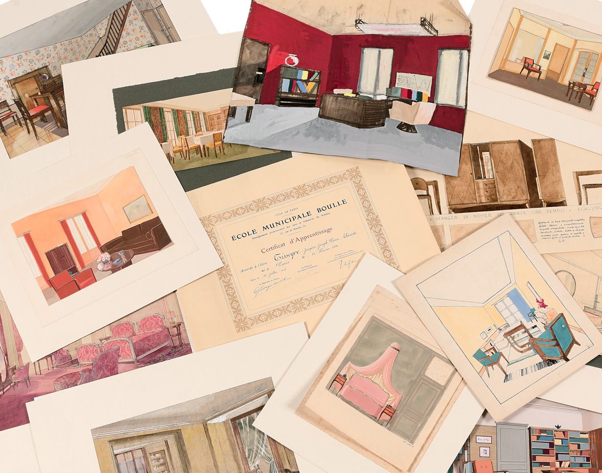 Null 雅克-约瑟夫-皮埃尔-提赛尔 (1896-?)

公寓、住宅、办公室、商店的家具和室内装饰项目，约1920-1940年。

一套重要的描图、水彩描图、&hellip;