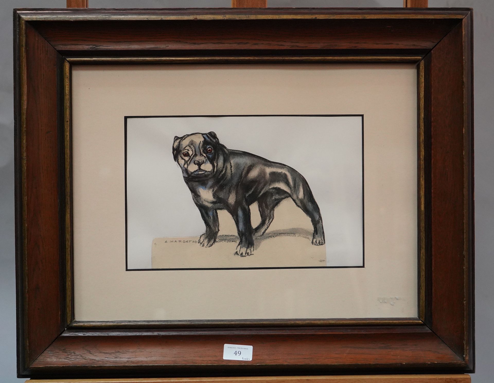 Null 安德烈-玛格丽特(1903-1999)

科莱特的法国斗牛犬，1944年

纸上炭笔和粉笔画。

左下角有签名和日期。

裁剪并粘贴在纸板上。

18&hellip;