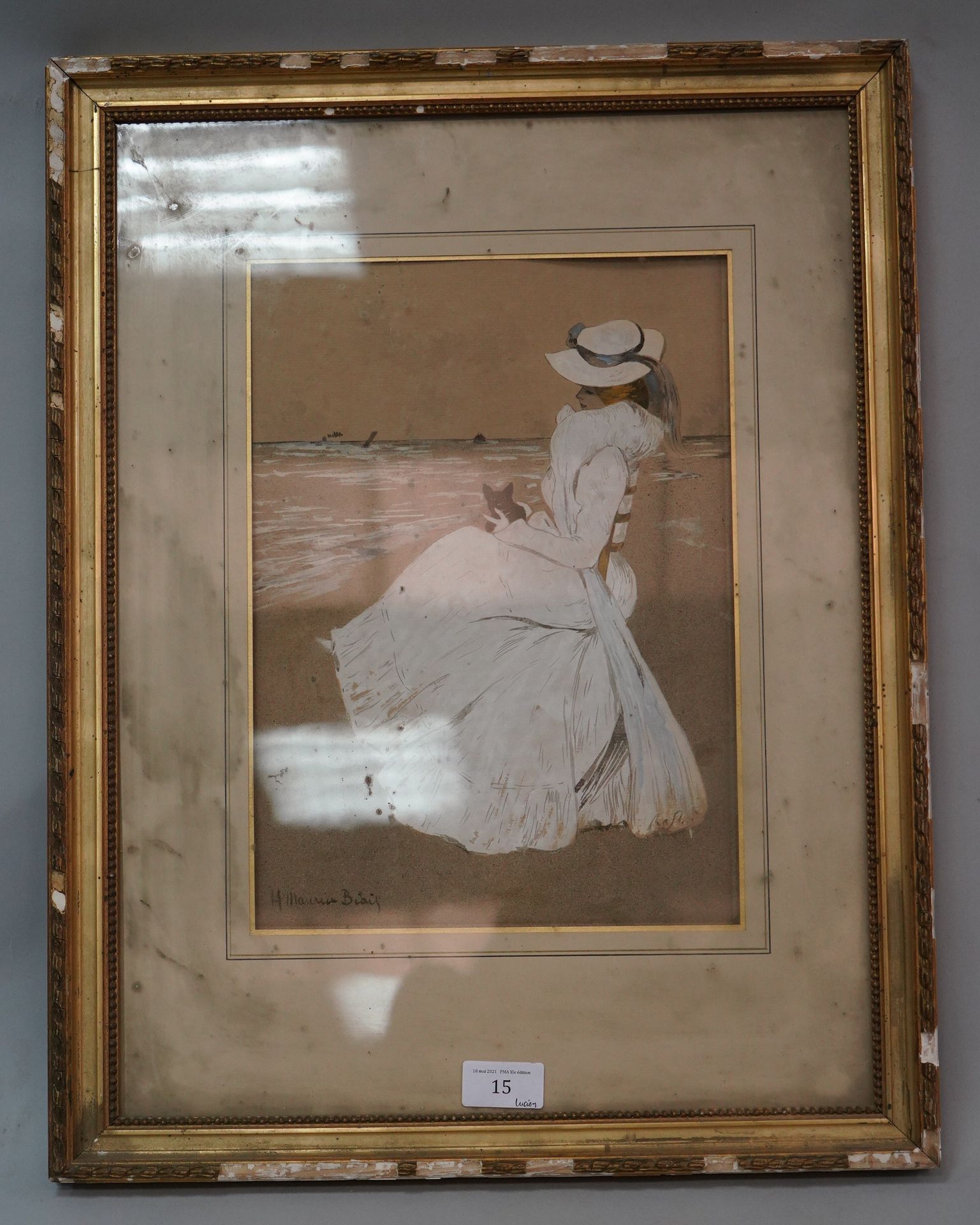 Null 莫里斯-比艾斯(1872-1926)

濒临大海的巴黎人

纸上水墨画，左下方签名。