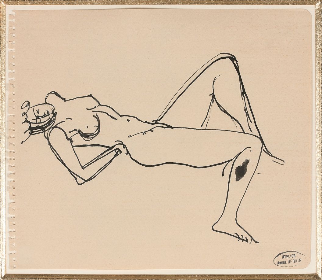 Null 安德烈-德兰(1880-1954)

躺着的女性裸体

水墨画，在一张纸上

笔记本的螺旋形。

签署有工作室印章

右下方有安德烈-德兰的工作室印章&hellip;