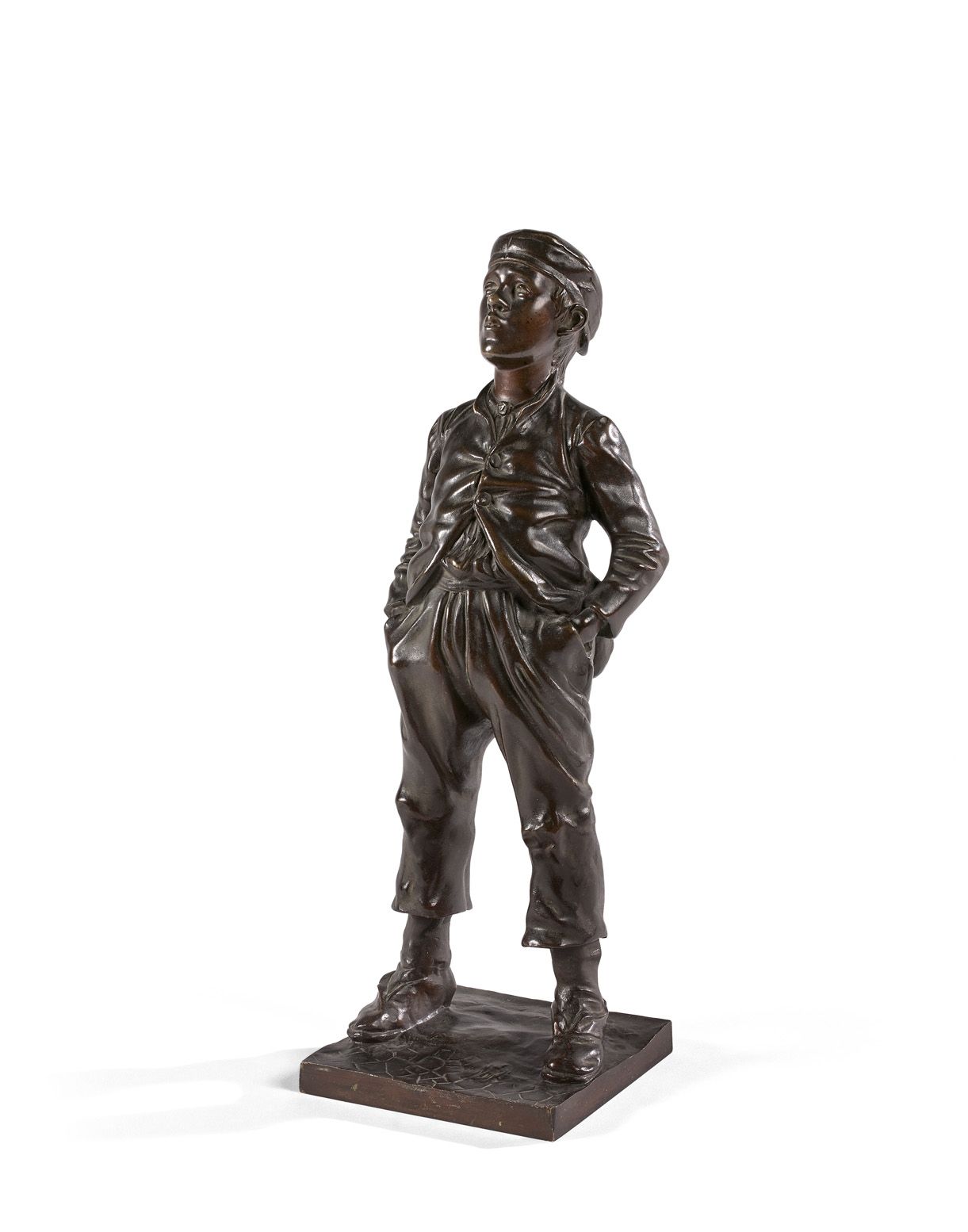 Null 19世纪末的学校

来自巴黎的吹口哨的孩子

青铜，带有棕色的铜锈。

33.5 x 11 x 11.5厘米。