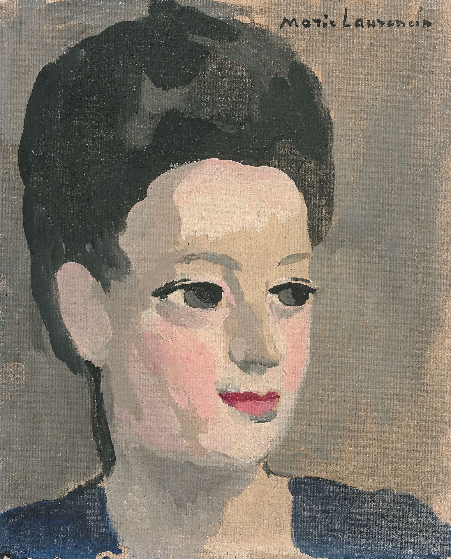 Marie LAURENCIN (1883-1956) Mlle tournée vers la droite
布面油画，右上角签名。
27 x 22 cm。
&hellip;