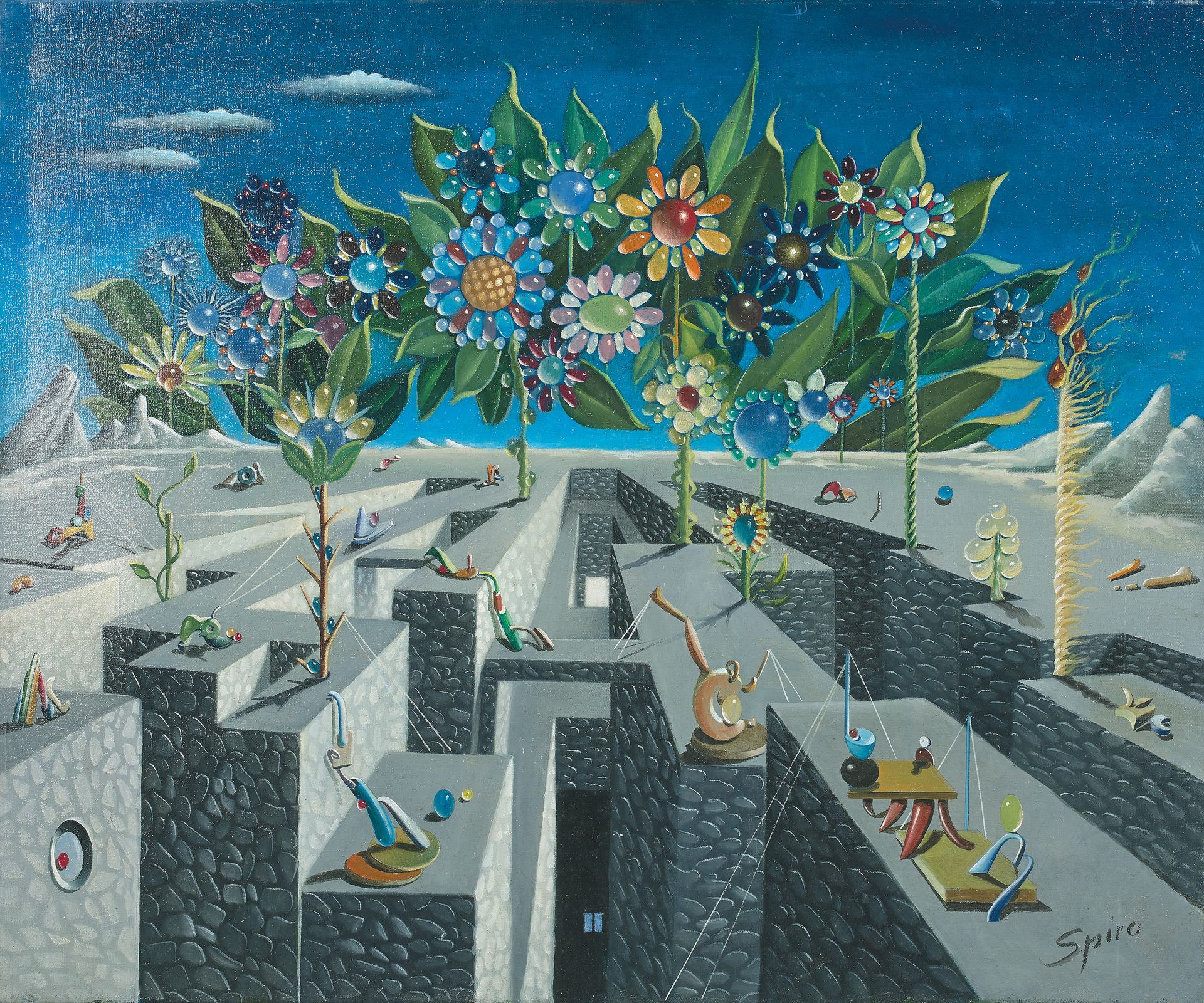 Georges SPIRO (1909-1994) Das Blumenlabyrinth
Öl auf Leinwand, unten rechts sign&hellip;